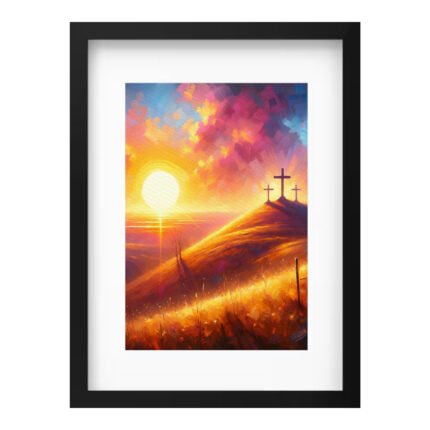 HP106 Sunrise Three Crosses Black Frame