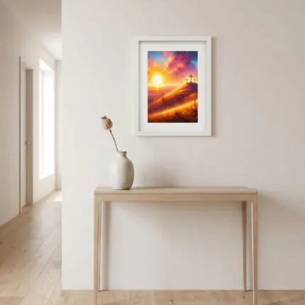 HP106m Sunrise Three Crosses Black Frame