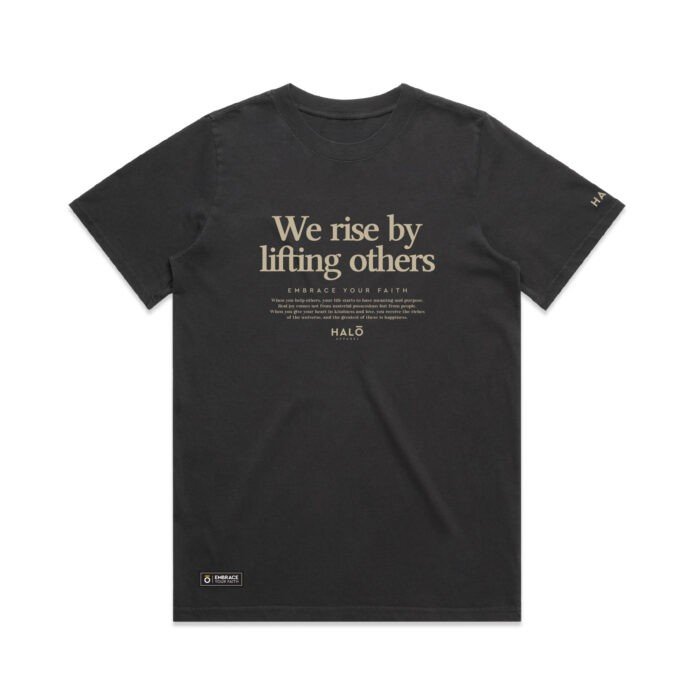 HW108-Black-Faded-Tee-Front WO's WE RISE BY LIFTING OTHERS (FADED) TEE - Image 1