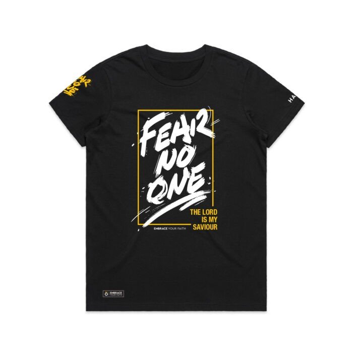 HW111-Black-Tee-Front WO's FEAR NO ONE TEE - Image 1