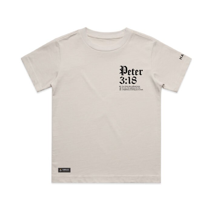 HY112-Bone-Tee-Front YOUTH PETER 3:18 TEE - Image 1