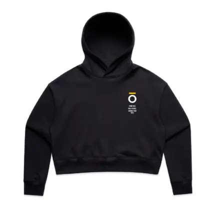 HWC304 Black Core Crop Hood Front