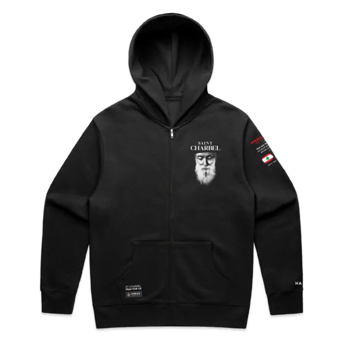 ST CHARBEL MIRACLE MONK OF LEBANON ZIP HOOD - Image 2