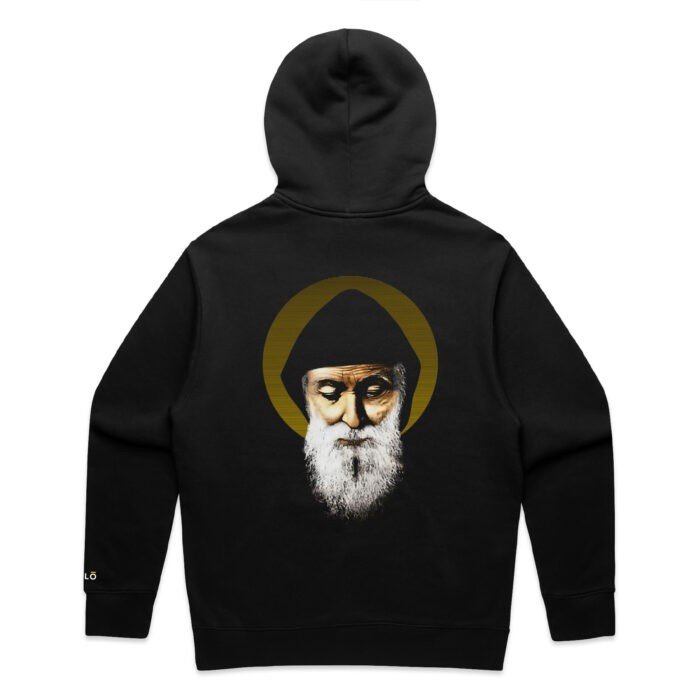 HWZH104-Black-Zip-Hood-Back WO’s ST CHARBEL ZIP HOOD - Image 1