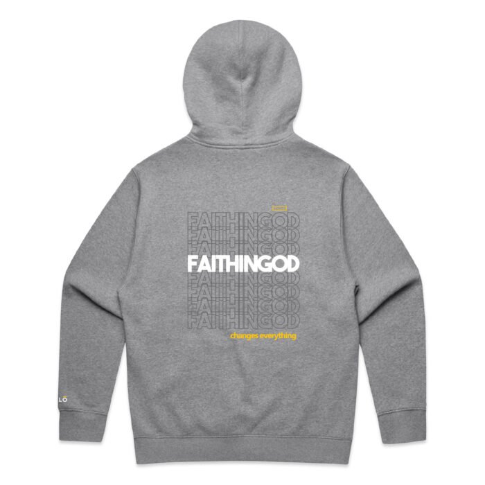 HWZH113-Grey-Marle-Zip-Hood-Back WO’s FAITH IN GOD ZIP HOOD - Image 1