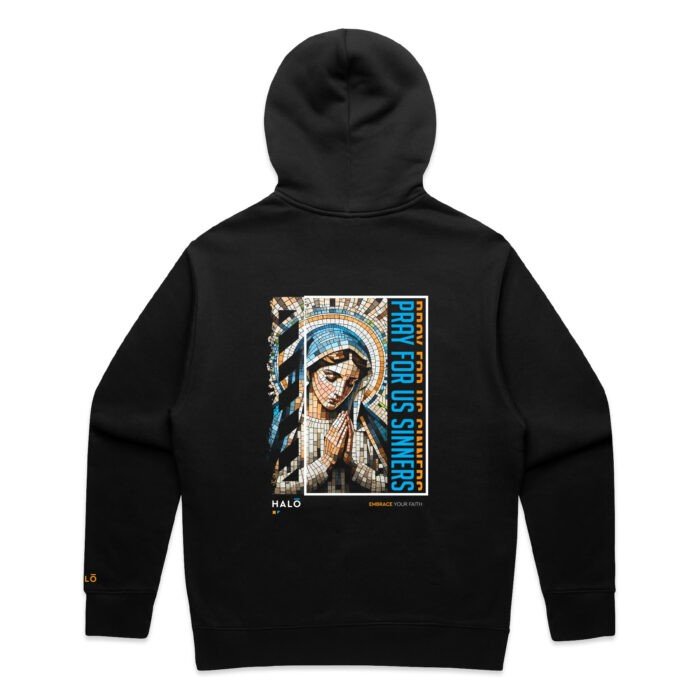 HWZH115-Black-Zip-Hood-Back WO’s PRAY FOR US SINNERS ZIP HOOD - Image 1