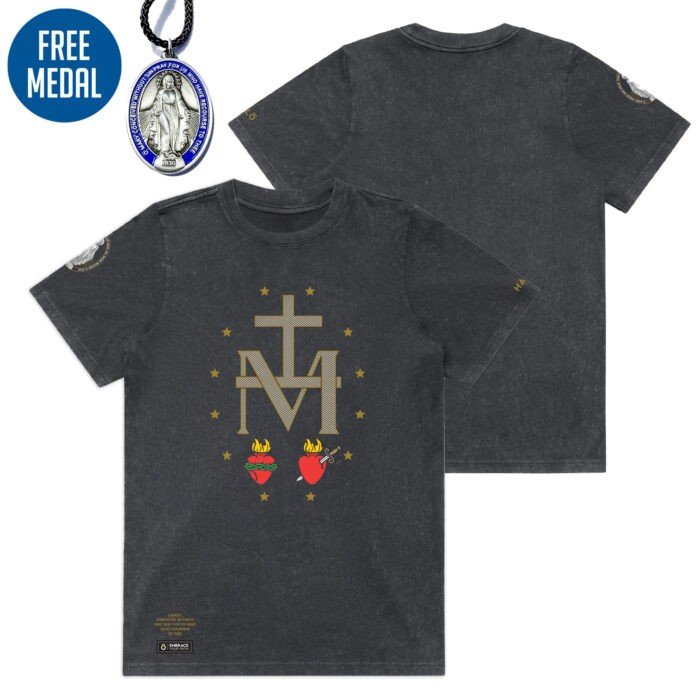 WO’s MIRACULOUS MEDAL SYMBOL (STONE WASH) TEE - Image 1
