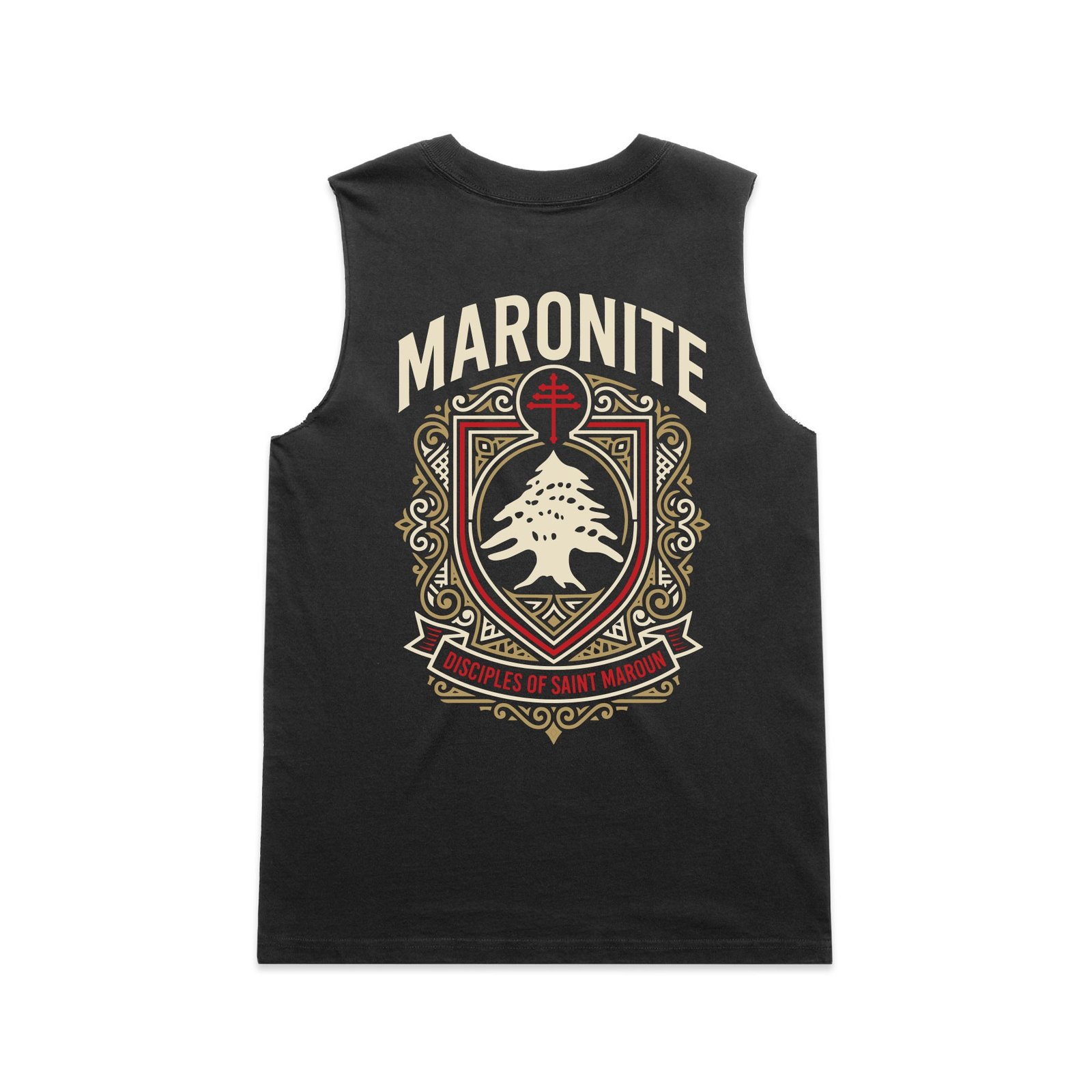 HWFT126-Black-Faded-Tank-Back WO's MARONITE: DISCIPLES OF SAINT MAROUN (FADED) TANK - Image 1